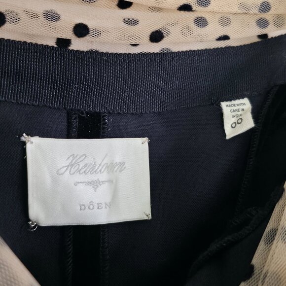 Doen Criselda Midi Dress Black Velvet Polka Dot Puff Sleeve Heirloom Size 00 - Picture 5 of 12